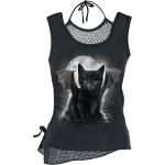 Schwarze Sexy Spiral Direct U-Ausschnitt Katzen-Shirts mit Katzenmotiv für Damen Größe XL 