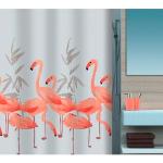 Reduzierte Pinke Spirella Flamingo Duschvorhänge mit Flamingo-Motiv 200x180 