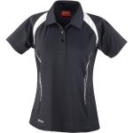 Schwarze Sportliche Kurzärmelige Spiro Kurzarm-Poloshirts aus Polyester für Damen Größe S 