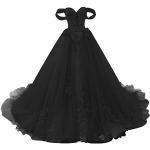 Schwarze Vintage Ärmellose Maxi Schulterfreie Lange Abendkleider aus Tüll für Damen Übergrößen zum Abschlussball 