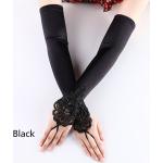 Schwarze Elegante Fingerlose Handschuhe & Halbfinger-Handschuhe mit Perlen aus Spitze für Damen 