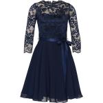 Reduzierte Marineblaue Halblangärmelige Swing Midi Chiffon-Abendkleider aus Chiffon für Damen Größe L Große Größen 