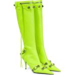 Gelbe Spitze High Heel Stiefeletten & High Heel Boots mit Nieten mit Reißverschluss in Schmalweite aus Kunstleder für Damen 