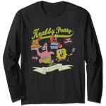 Schwarze Vintage Langärmelige Spongebob Patrick Star T-Shirts für Herren Größe S 