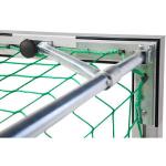 Sport-Thieme Handballtor frei stehend mit patentierter Eckverbindung, 3x2 m, Schwarz-Silber, Mit anklappbaren Netzbügeln
