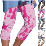 Rosa Blumenmuster Casual Strandhosen aus Polyester für Damen Größe 3 XL für den für den Sommer 
