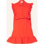 Reduzierte Rote Ärmellose SPORTMAX Mini Kurze Abendkleider mit Rüschen mit Reißverschluss aus Polyester für Damen Größe M für den für den Winter 