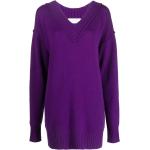 Reduzierte Pflaumenfarbene SPORTMAX V-Ausschnitt Kaschmir-Pullover für Damen für den für den Herbst 