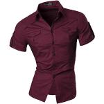 Bordeauxrote Button Down Kragen Hemden mit Button-Down-Kragen aus Baumwollmischung für Herren Größe XL für Partys 