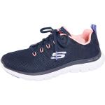 Reduzierte Blaue Skechers Flex Appeal 4.0 Low Sneaker in Schmalweite aus Textil mit herausnehmbarem Fußbett mit Absatzhöhe 3cm bis 5cm 