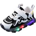 Schwarze Elegante LED Schuhe & Blink Schuhe mit Klettverschluss in Schmalweite aus Leder rutschfest für Kinder Größe 23 für den für den Sommer 