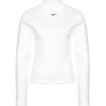 Weiße Langärmelige Nike Essentials Stehkragen Jerseyshirts aus Jersey für Damen Größe S für den für den Frühling 