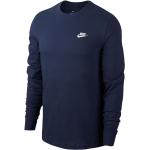 Reduzierte Blaue Bestickte Langärmelige Nike T-Shirts aus Baumwolle für Herren Größe S 