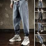 Schwarze Hip Hop Jogger-Jeans aus Denim für Herren Größe 5 XL für den für den Sommer 