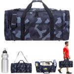 Schwarze Camouflage Spear Fußballtaschen 65l mit Reißverschluss mit Außentaschen für Kinder maxi / XXL 