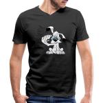 Schwarze SPREADSHIRT Asterix & Obelix Idefix Bio V-Ausschnitt T-Shirts für Herren Größe L 