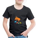 Schwarze Motiv SPREADSHIRT Die Sendung mit der Maus Kinder T-Shirts mit Maus-Motiv maschinenwaschbar Größe 122 
