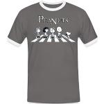 Spreadshirt Peanuts and Friends Abbey Road Männer Kontrast T-Shirt, XXL, Dunkelgrau/Weiß