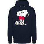 Spreadshirt Peanuts Snoopy Herz Love Geschenk Unisex Hoodie, XXL, Navy