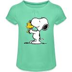 Mintgrüne Motiv SPREADSHIRT Die Peanuts Snoopy Kinder T-Shirts mit Hundemotiv aus Baumwolle für Mädchen 