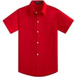 Rote Unifarbene Casual Kurzärmelige Kinderkurzarmhemden aus Baumwolle für Jungen 