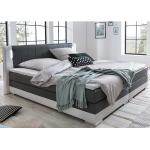 Dunkelgraue Moderne Rodario Rechteckige Kingsize Betten aus Kunstleder 180x200 mit Härtegrad 3 