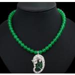 Grüne Animal-Print Damenhalsketten & Damenhalsschmuck mit Leopard-Motiv mit Zirkonia 