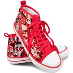 Rote Pailletten-Sneaker mit Glitzer mit Schnürsenkel in Schmalweite aus Textil rutschfest für Herren Größe 39 