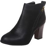 Schwarze Gothic High Heel Stiefeletten & High Heel Boots mit Schnürsenkel aus Leder für Damen Größe 38 für den für den Sommer 