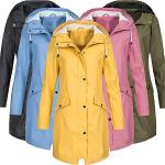 Pinke Unifarbene Vintage Wasserdichte Atmungsaktive Regenjacken mit Kapuze für Damen Größe 5 XL Große Größen für den für den Sommer 
