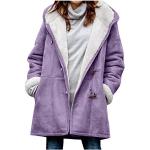 Violette Karo Winddichte Mini Trenchcoats kurz mit Reißverschluss aus Wolle mit Kapuze für Damen Größe M für den für den Winter 