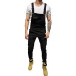 Schwarze Unifarbene Business Jeans-Latzhosen mit Reißverschluss aus Leinen für Herren Größe 3 XL 