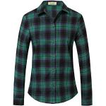 Grüne Karo Elegante Langärmelige Button Down Kragen Damenlangarmhemden aus Flanell Größe S für den für den Herbst 