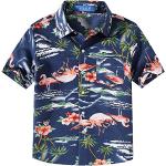 Dunkelblaue Hawaii Hemden für Kinder mit Tiermotiv mit Knopf für Jungen für den für den Sommer 