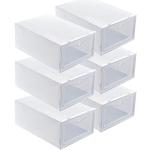 Weiße Schuhboxen aus Kunststoff stapelbar 6-teilig 
