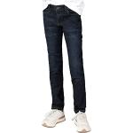 Blaue Staccato Slim Jeans für Kinder mit Reißverschluss aus Denim für Jungen Größe 140 