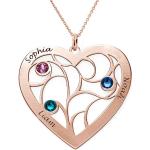Rosa Motiv Familienketten aus Silber mit Diamant personalisiert für Damen zum Valentinstag 