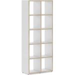Standregal für Bücher konfigurierbar BOON 2x5 | 74x183x33 cm (LxHxT) | weiß/eiche