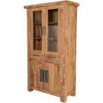 Braune Rustikale Möbel Exclusive Standvitrinen aus Massivholz mit Schublade Breite 100-150cm, Höhe 200-250cm, Tiefe 0-50cm 