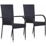 Reduzierte Schwarze Moderne Polyrattan Gartenstühle aus Polyrattan Outdoor Breite 50-100cm, Höhe 50-100cm, Tiefe 50-100cm 2-teilig 