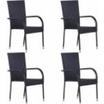 Reduzierte Schwarze Moderne vidaXL Polyrattan Gartenstühle aus Polyrattan stapelbar Breite 50-100cm, Höhe 50-100cm, Tiefe 50-100cm 4-teilig 