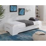 Weiße Skandinavische Empinio24 Betten mit Matratze lackiert aus Massivholz 90x200 