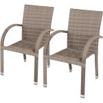 Braune Garden Pleasure Gartenstühle Metall aus Polyrattan stapelbar Breite 50-100cm, Höhe 50-100cm, Tiefe 50-100cm 2-teilig 