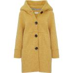 Gelbe Unifarbene Wasserdichte Stapf Kapuzenmäntel aus Wolle mit Kapuze für Damen Größe L für den für den Herbst 