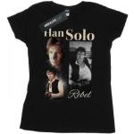 Schwarze Langärmelige Star Wars Han Solo T-Shirts aus Baumwolle für Damen Größe XXL 