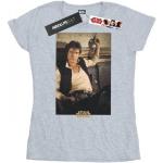 Schwarze Langärmelige Star Wars Han Solo T-Shirts aus Baumwolle für Damen Größe XXL 