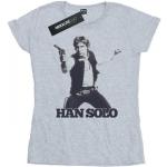 Graue Langärmelige Star Wars Han Solo T-Shirts für Damen Größe XXL 