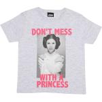 Graue Melierte Kurzärmelige Star Wars T-Shirts aus Baumwolle für Damen 