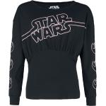 Schwarze Langärmelige Star Wars Rundhals-Ausschnitt Print-Shirts für Damen Größe XL 