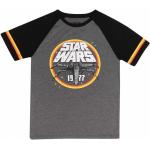 Anthrazitfarbene Sterne Langärmelige Star Wars T-Shirts aus Baumwolle für Damen Übergrößen 